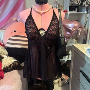 Native Intimates Black Lace & Mesh Babydoll